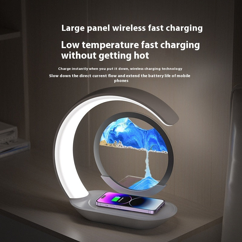 3D Moving Sand Art Night Lamp Wireless Charger
