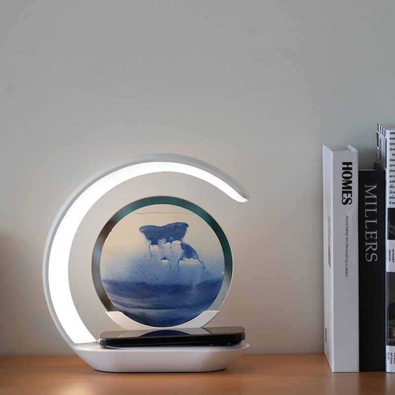 3D Moving Sand Art Night Lamp Wireless Charger