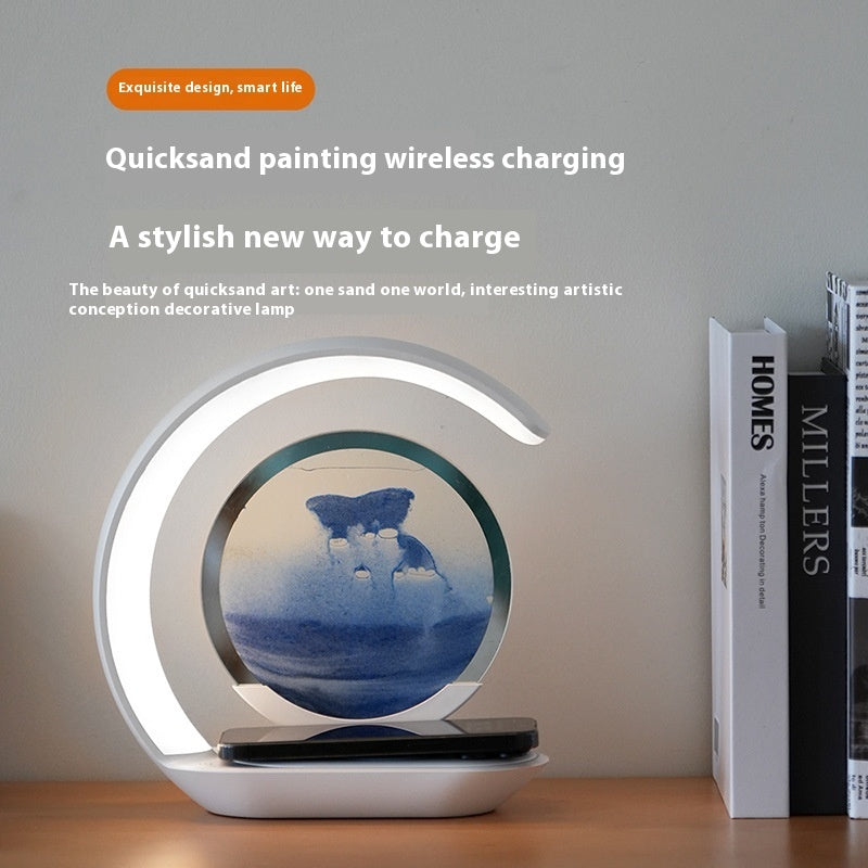 3D Moving Sand Art Night Lamp Wireless Charger