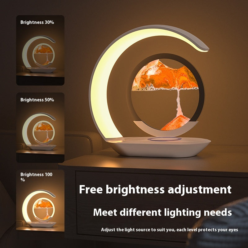 3D Moving Sand Art Night Lamp Wireless Charger