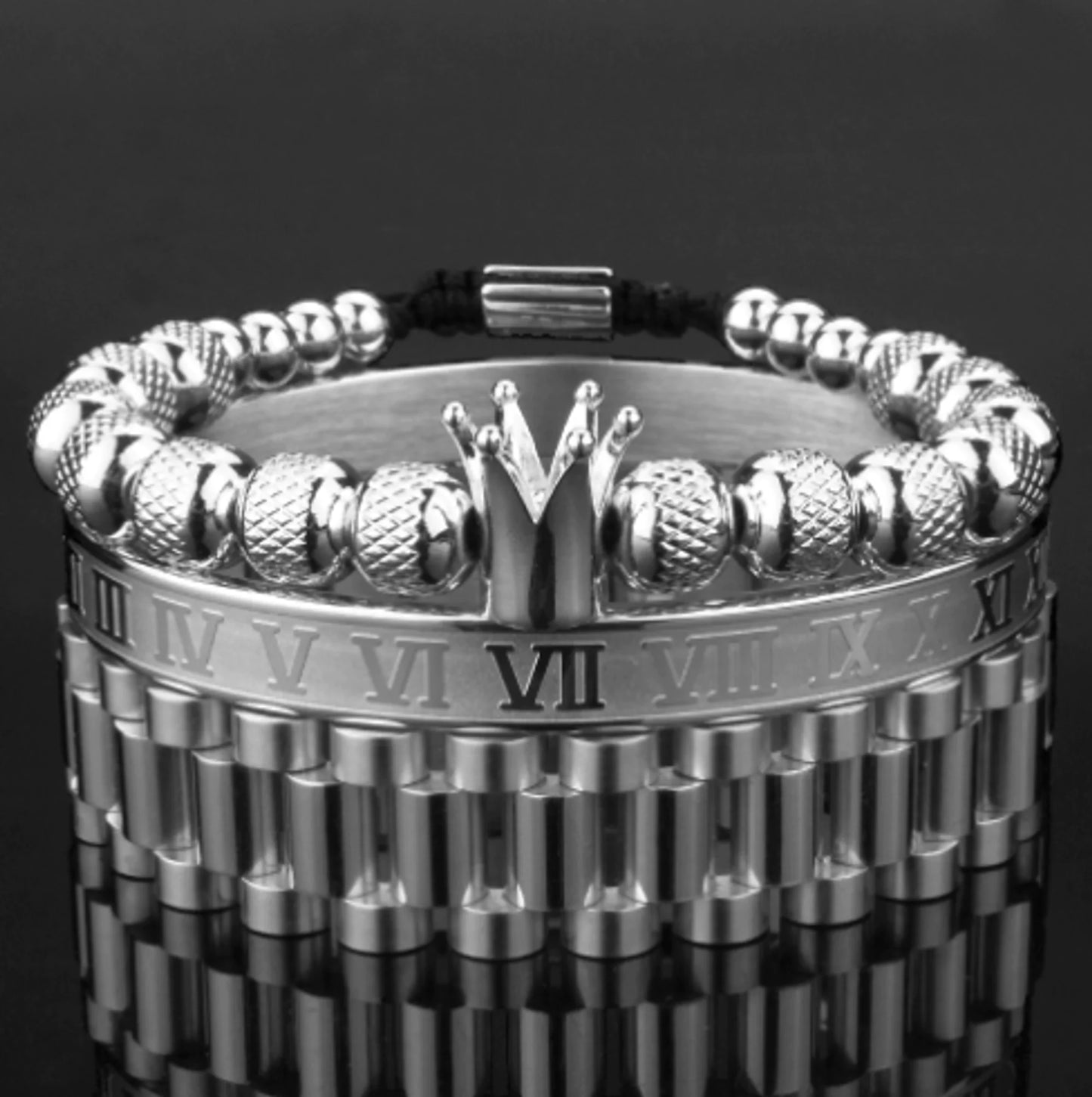 Crown Roman Numeral Bracelet