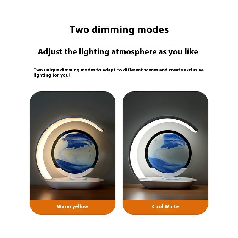 3D Moving Sand Art Night Lamp  Wireless Charger